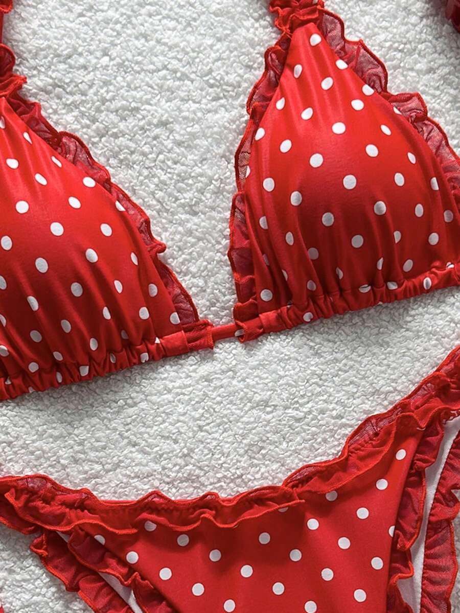 KOMPLET BIKINI WIĄZANY W GROSZKI