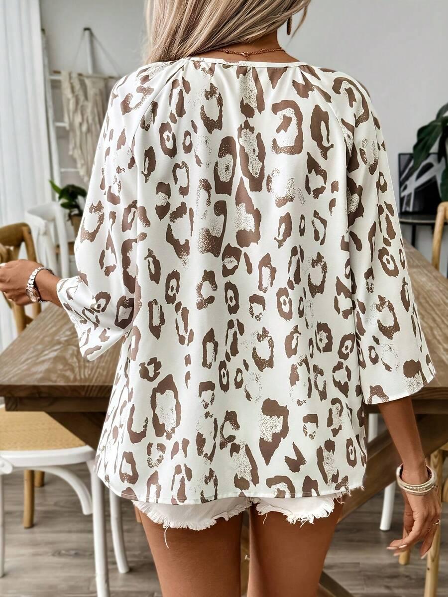 bluzka v-neck animal print