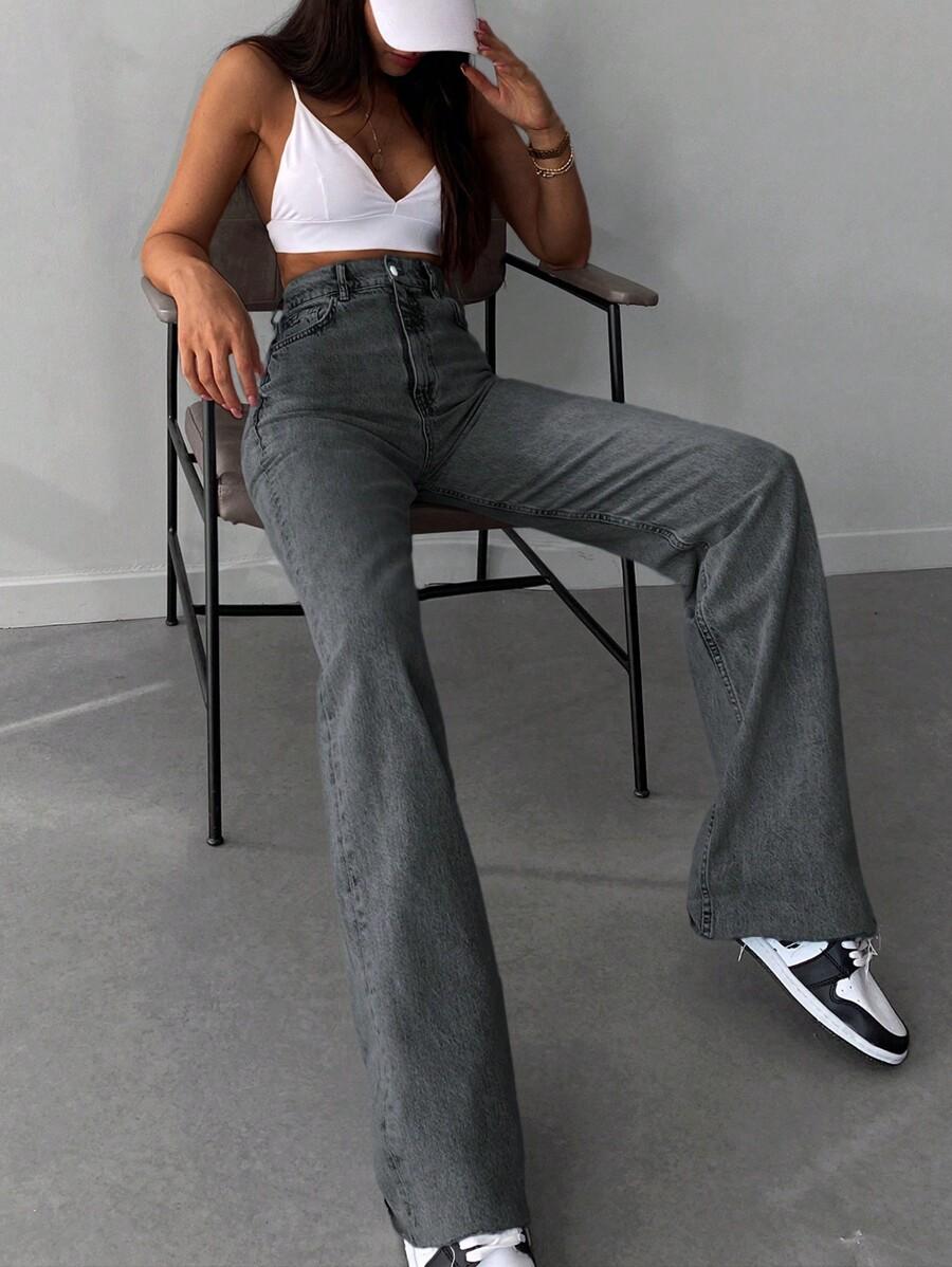 SZARE SPODNIE JEANS