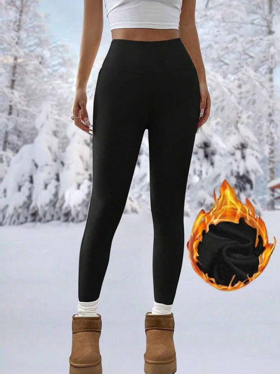 CZARNE OCIEPLANE LEGGINSY