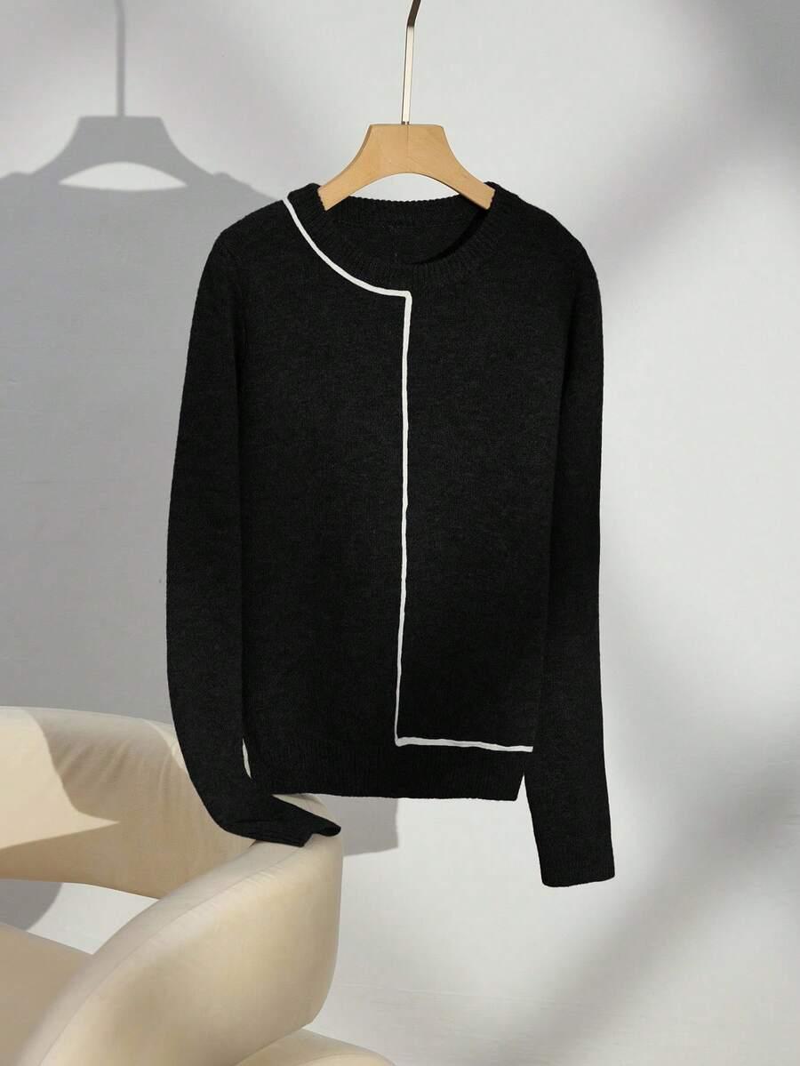 czarny sweter kontrast