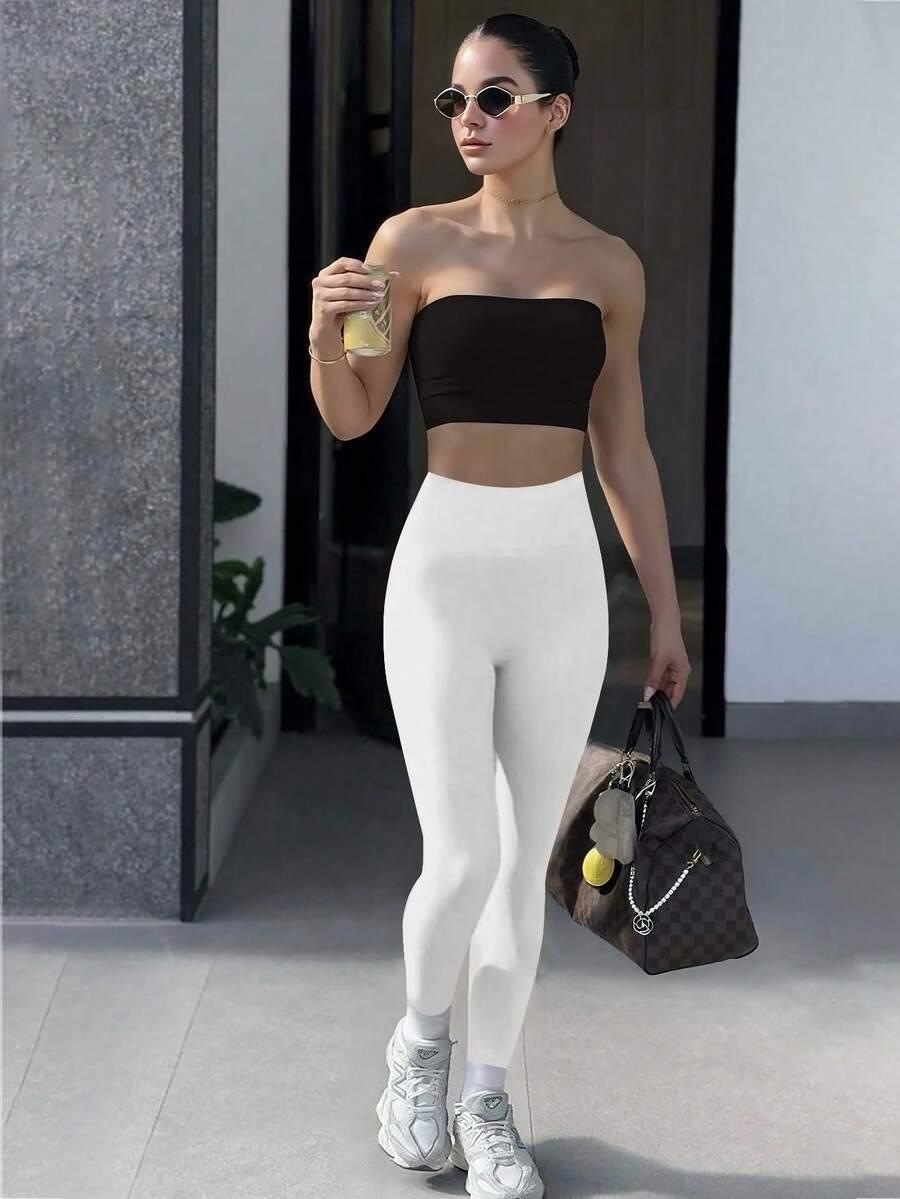 BIAŁE LEGGINSY WYSOKI STAN