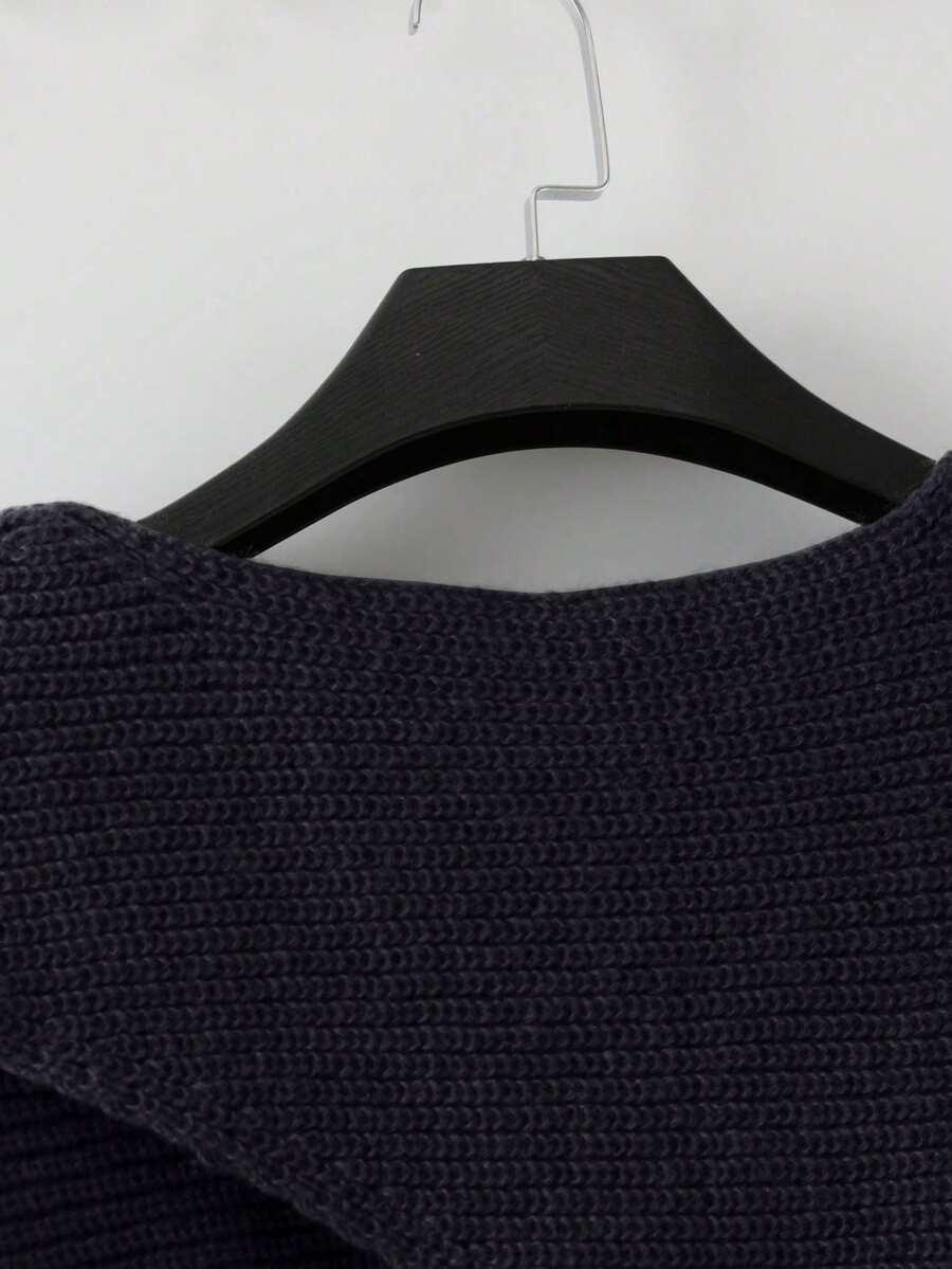 czarny dzianinowy komplet sweter spodnie