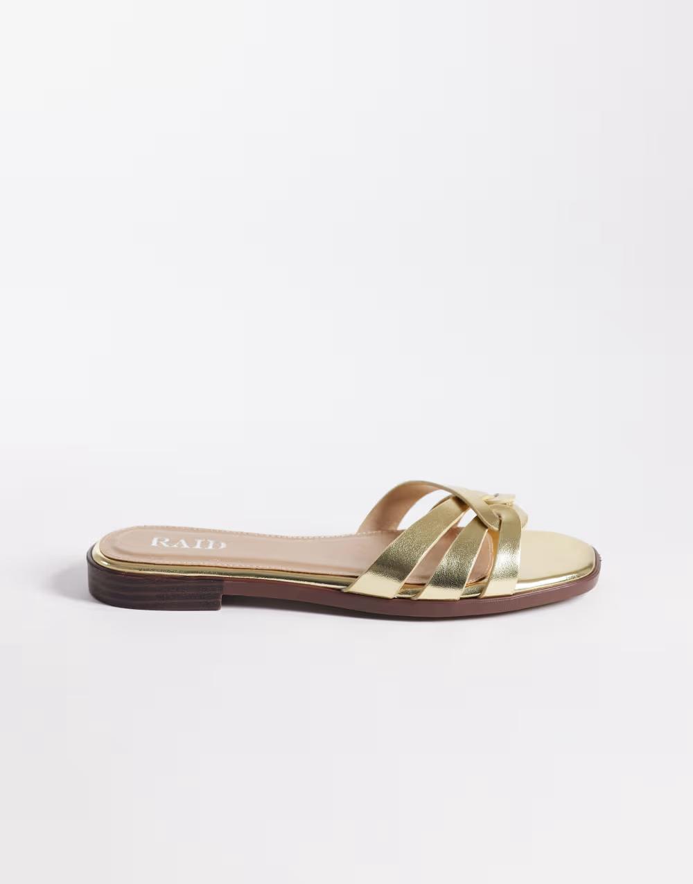 złote wsuwane klapki casual wide fit