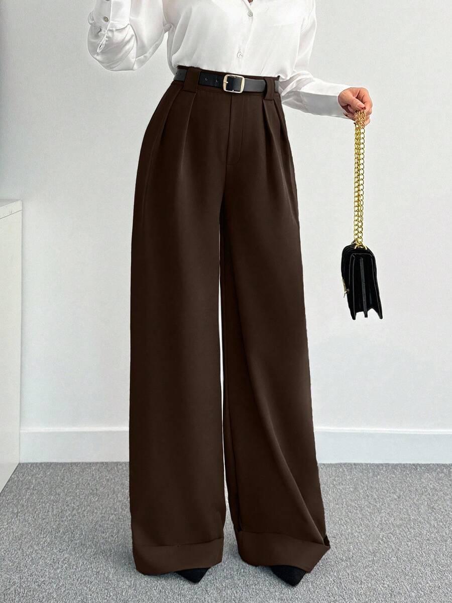 BRĄZOWE ELEGANCKIE SPODNIE