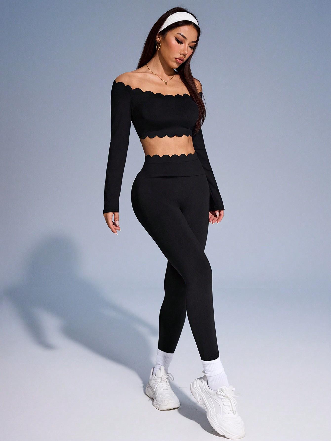 CZARNY TOP LEGGINSY KOMPLET