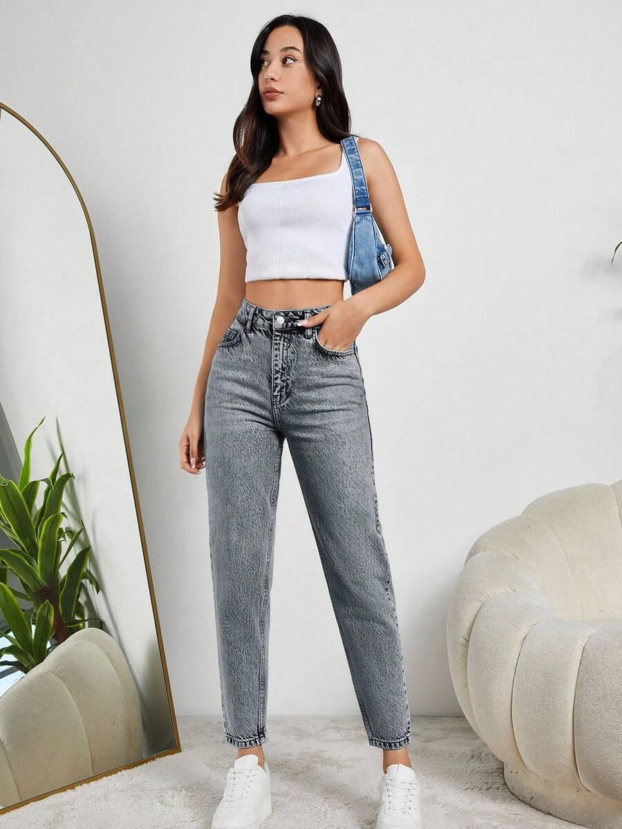 szare spodnie jeans 