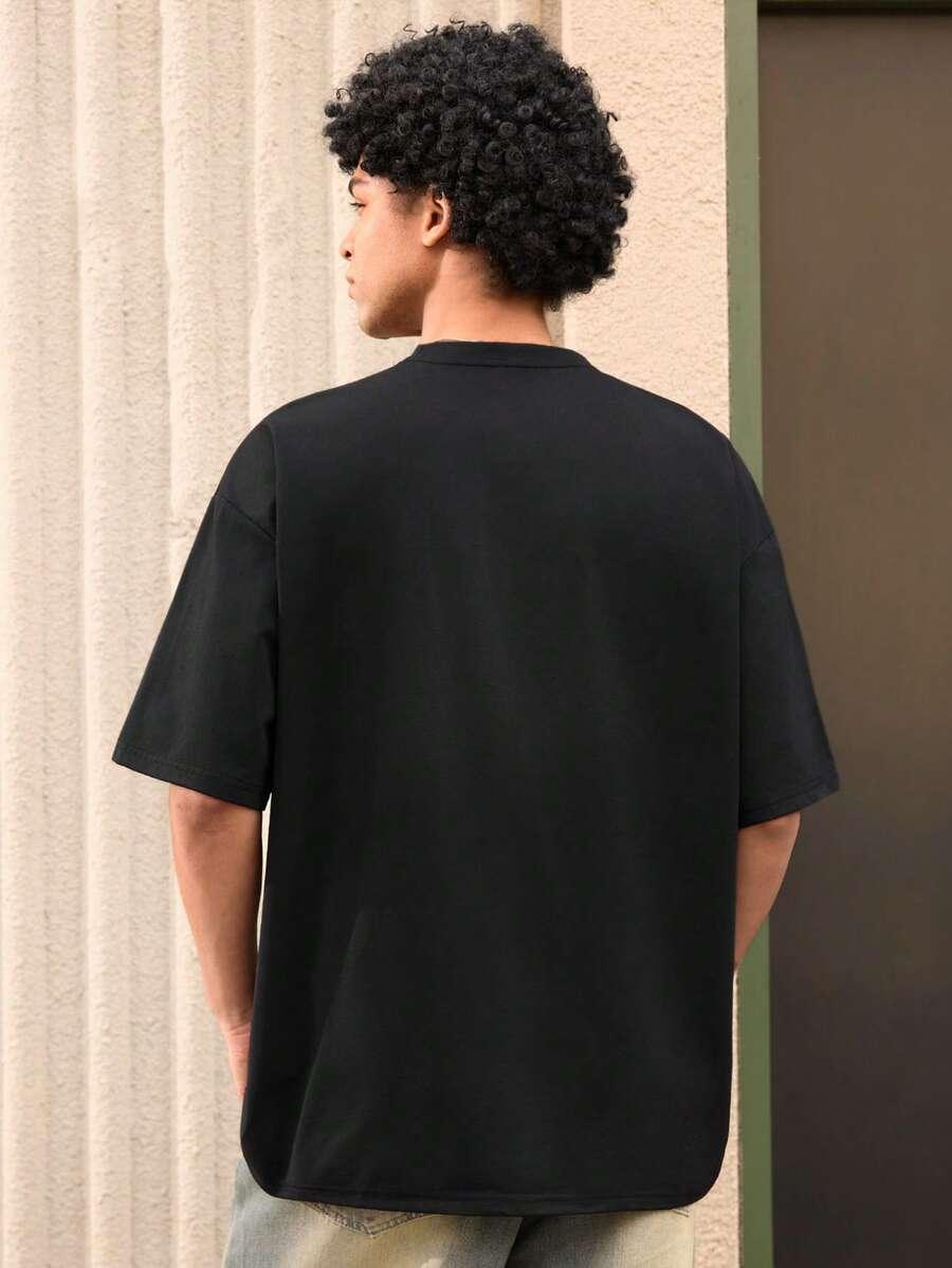 czarny t-shirt nadruk