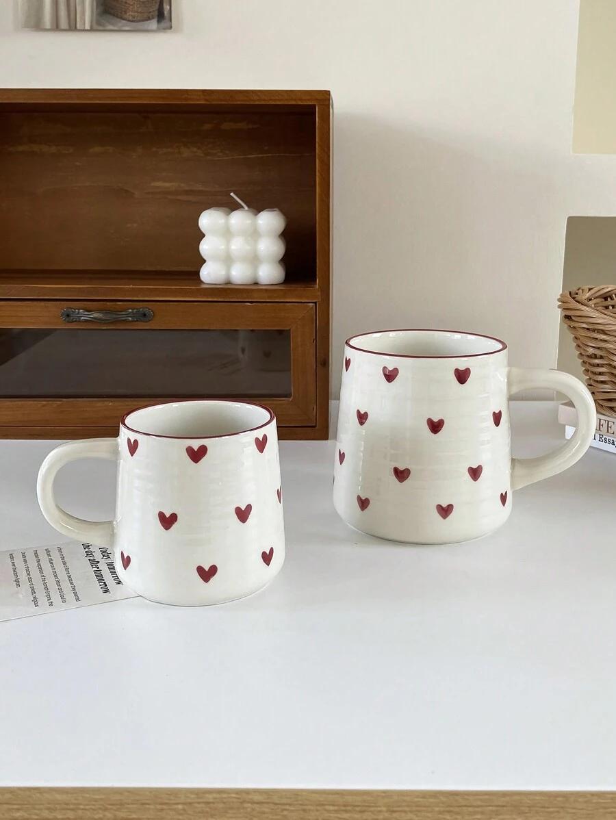 ceramiczne kubki wzór serce 6-pack