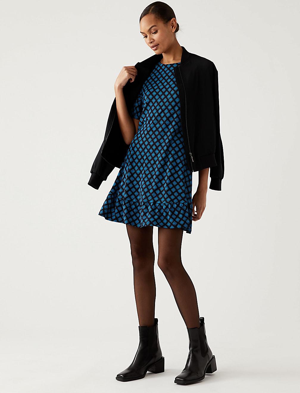 SUKIENKA KRÓTKI RĘKAW PRINT T42-4793-E4