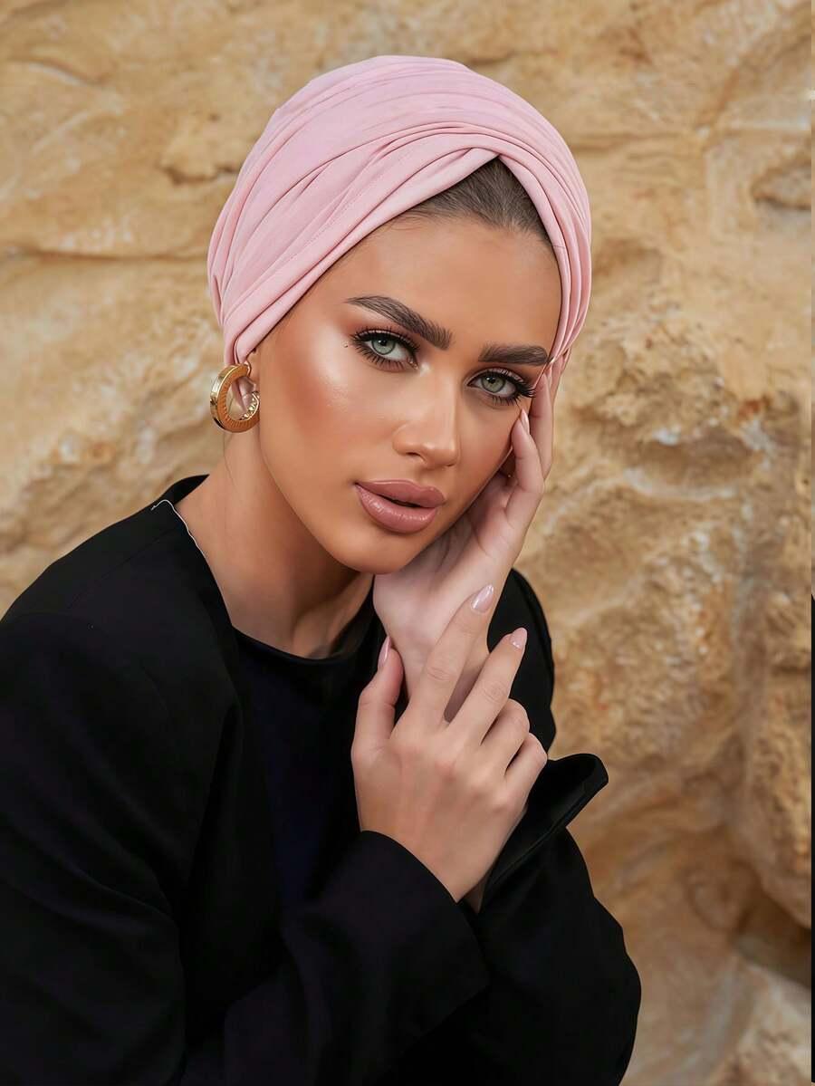 różowy turban na głowę