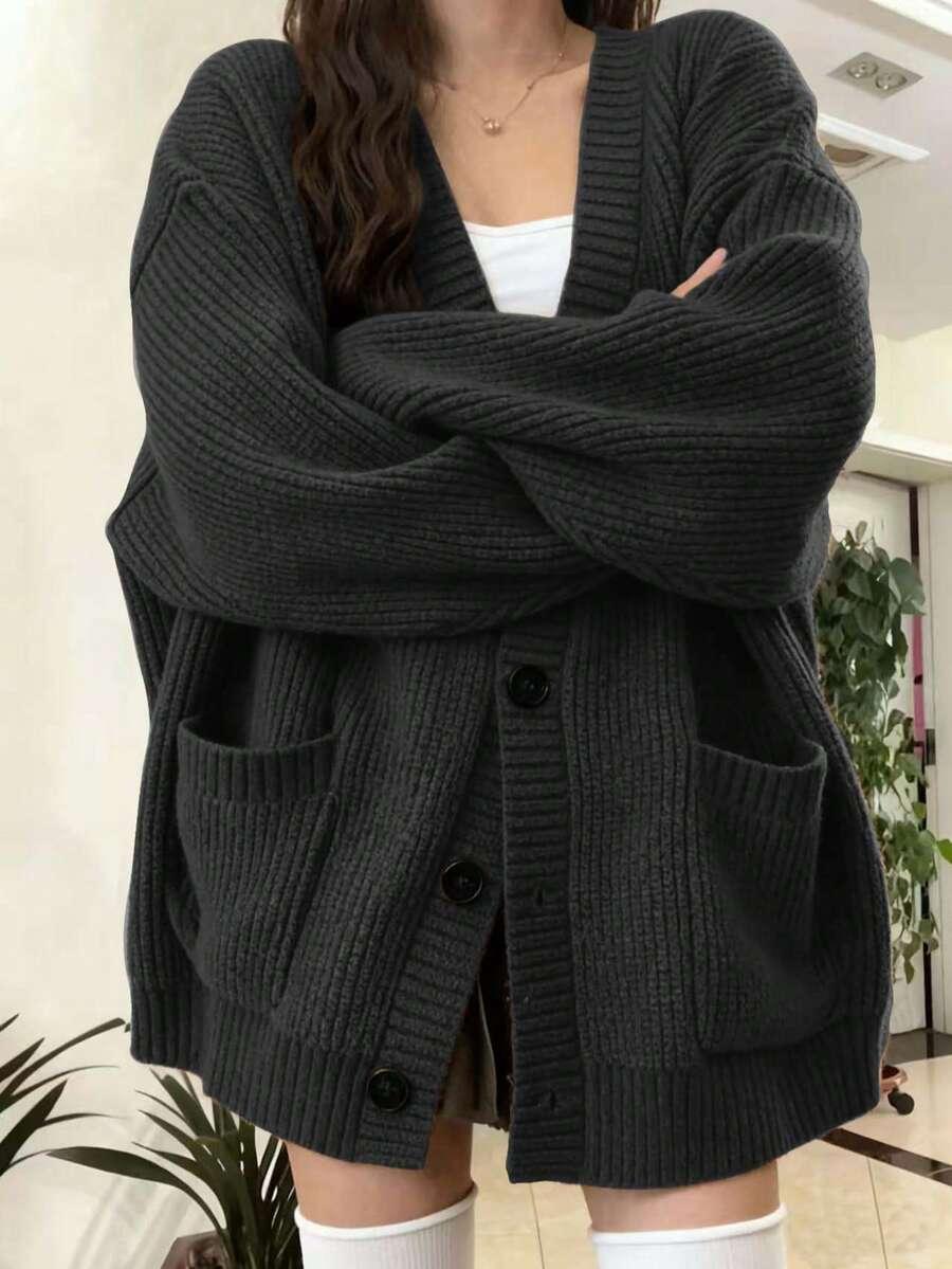 CZARNY SWETER KARDIGAN OVERSIZE