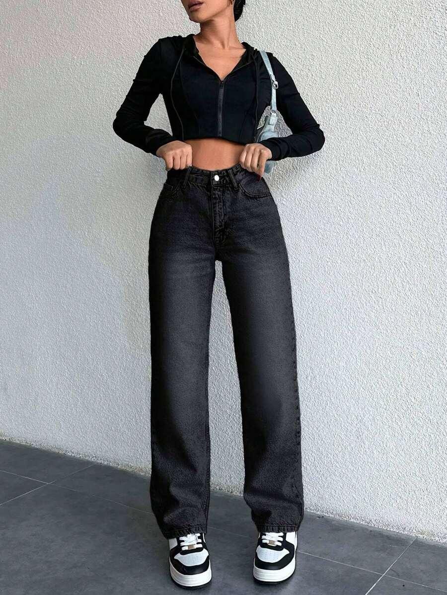 czarne spodnie jeans 