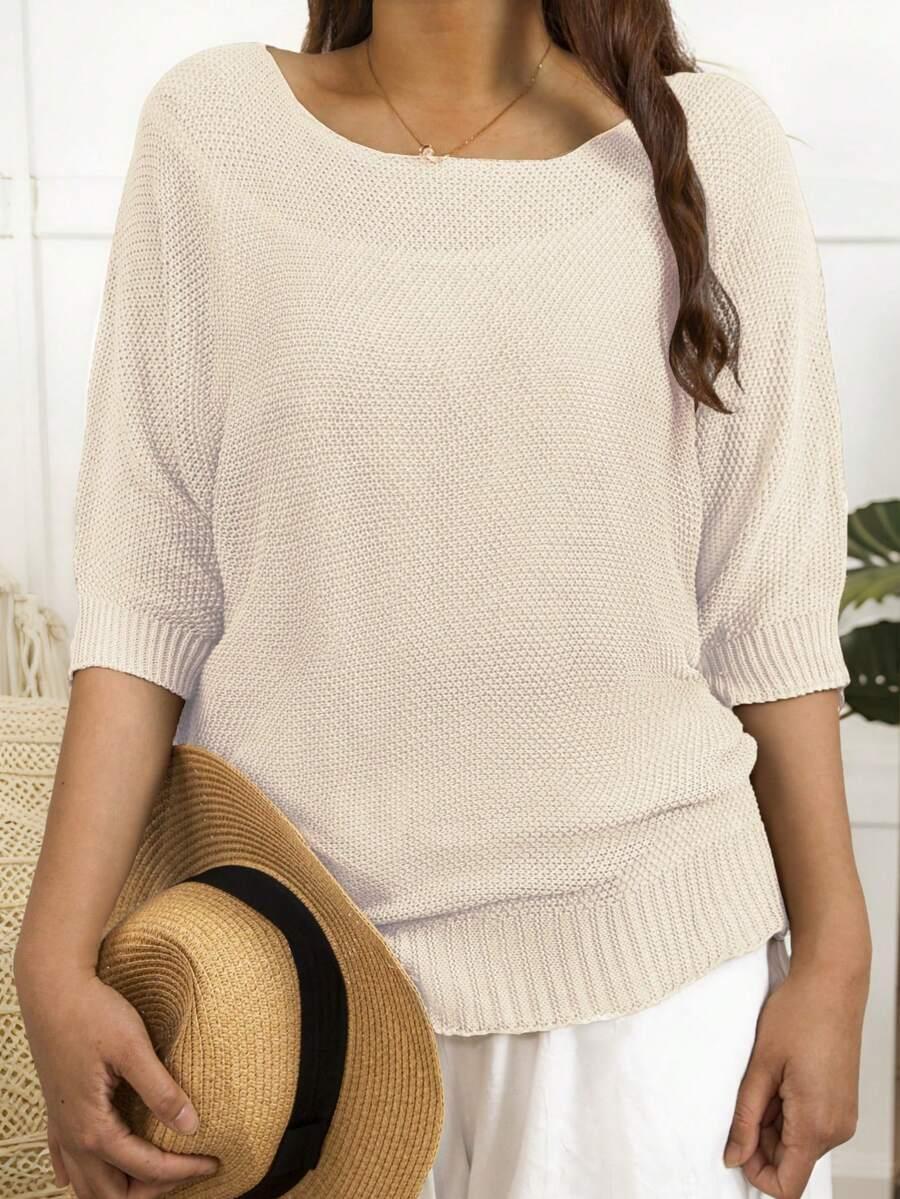 sweter okrągły dekolt rękaw 3/4