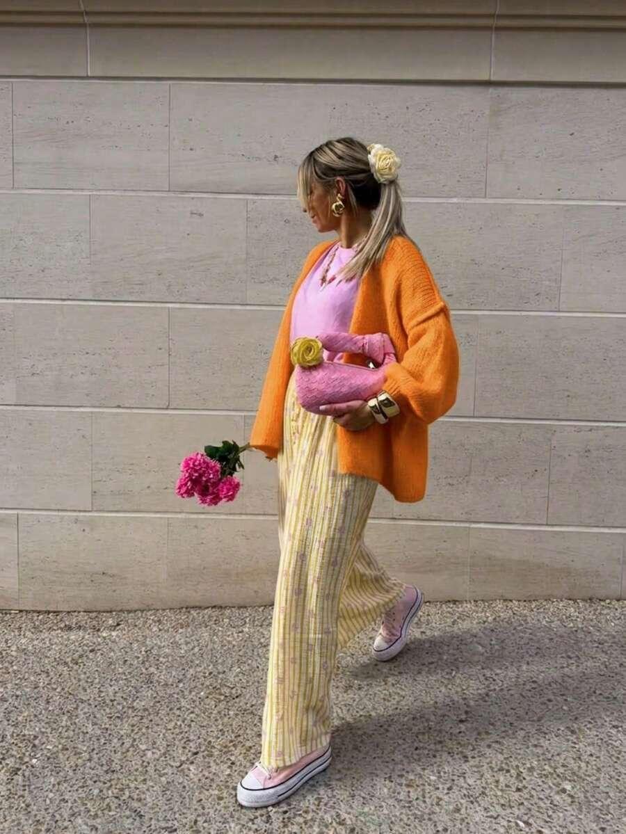 pomarańczowy sweter kardigan 