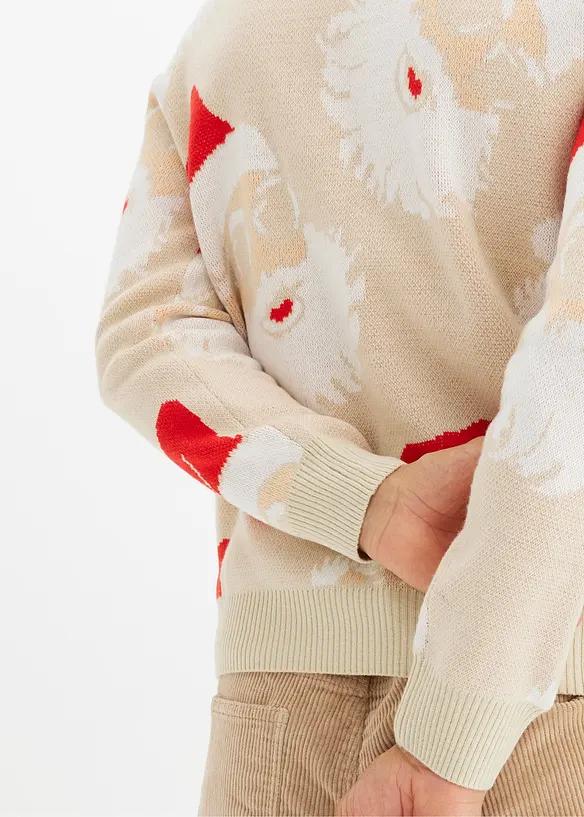 SWETER Z CIENKIEJ DZIANINY Z MOTYWEM ŚWIĄTECZNYM