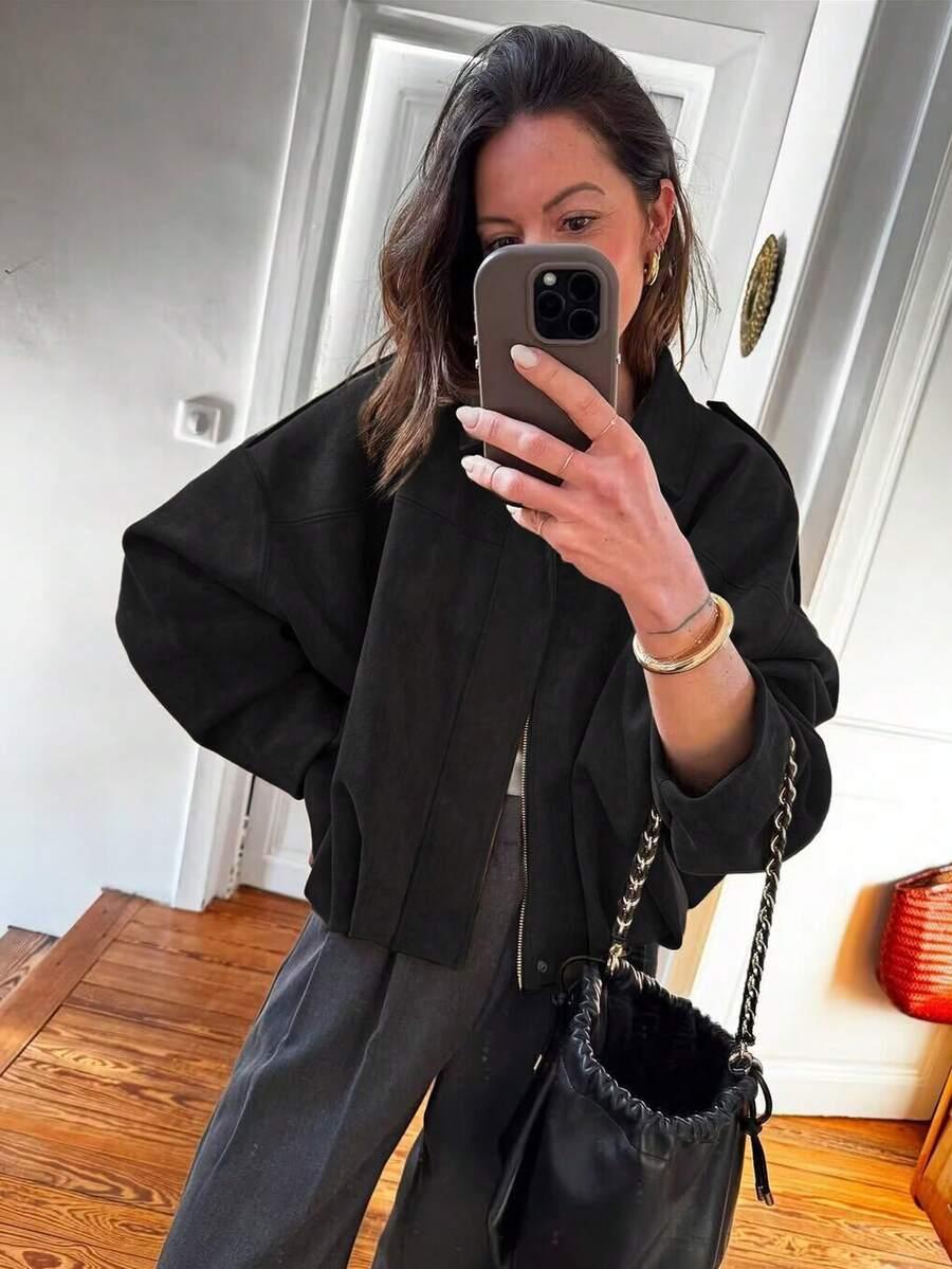 CZARNA KURTKA TYPU BOMBER