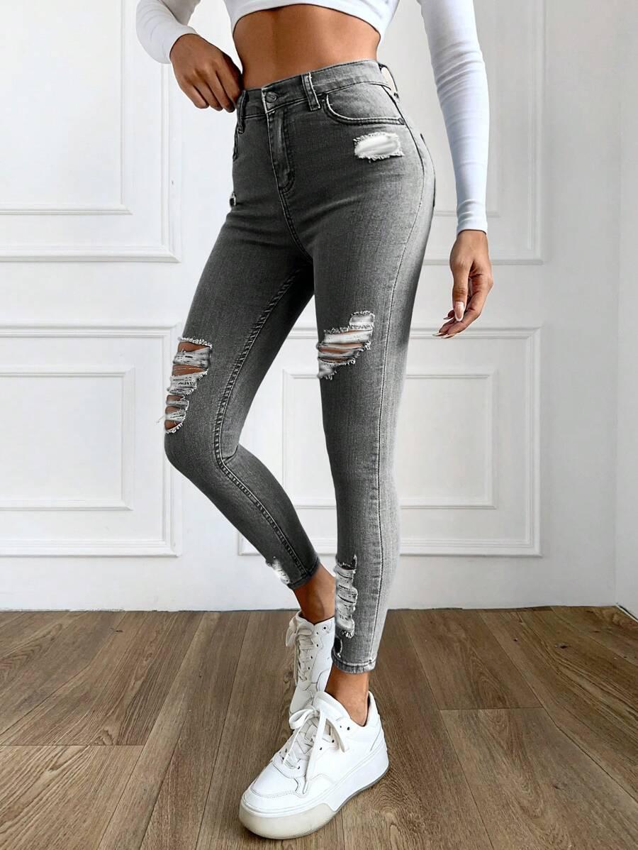 SZARE SPODNIE JEANS