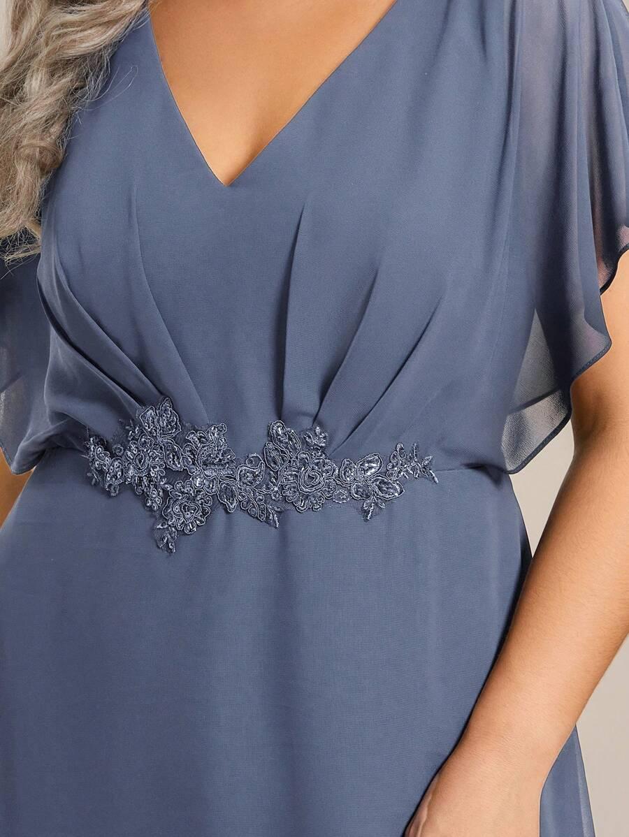 niebieska sukienka v neck