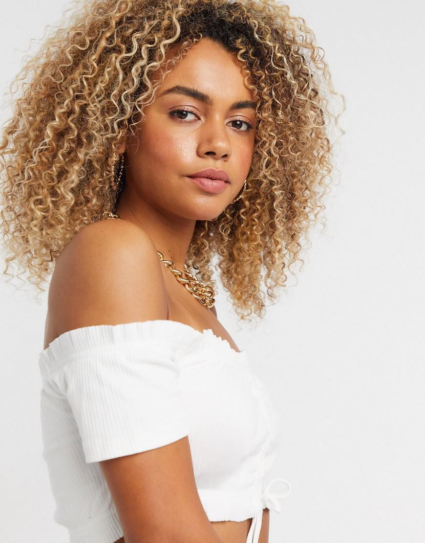 BIAŁY CROP TOP MARSZCZENIE 