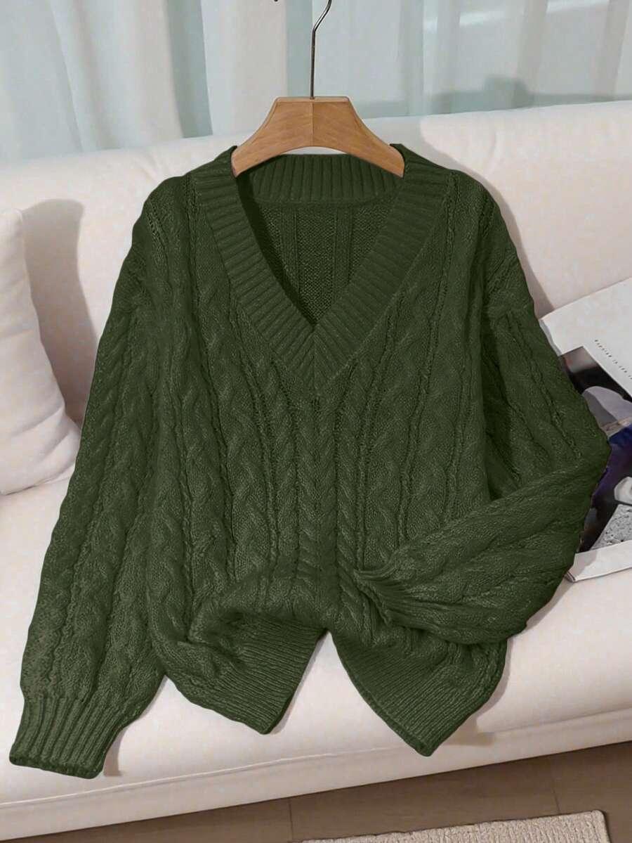 zielony sweter v neck