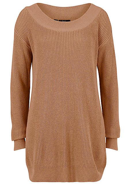 BRĄZOWY DZIANINOWY SWETER 