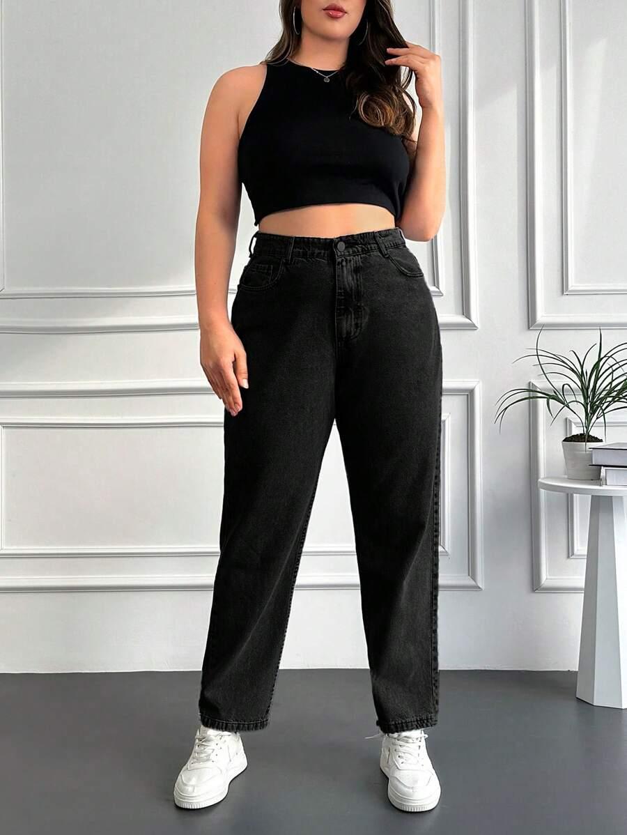 CZARNE SPODNIE JEANS WYSOKI STAN