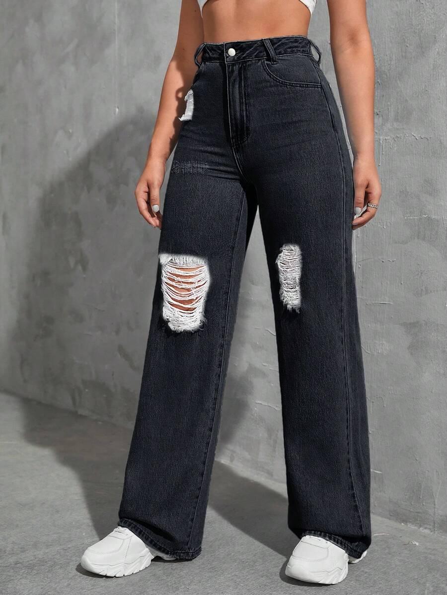 CZARNE SPODNIE JEANS