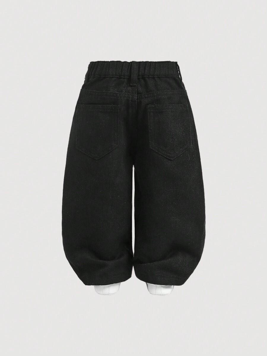 czarne spodnie jeans nadruk