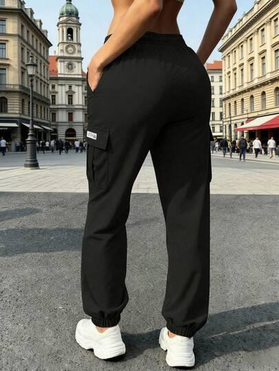 czarne spodnie kieszenie 