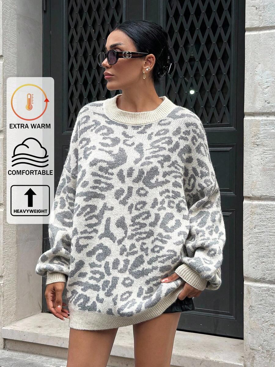 sweter dzianina animal print 