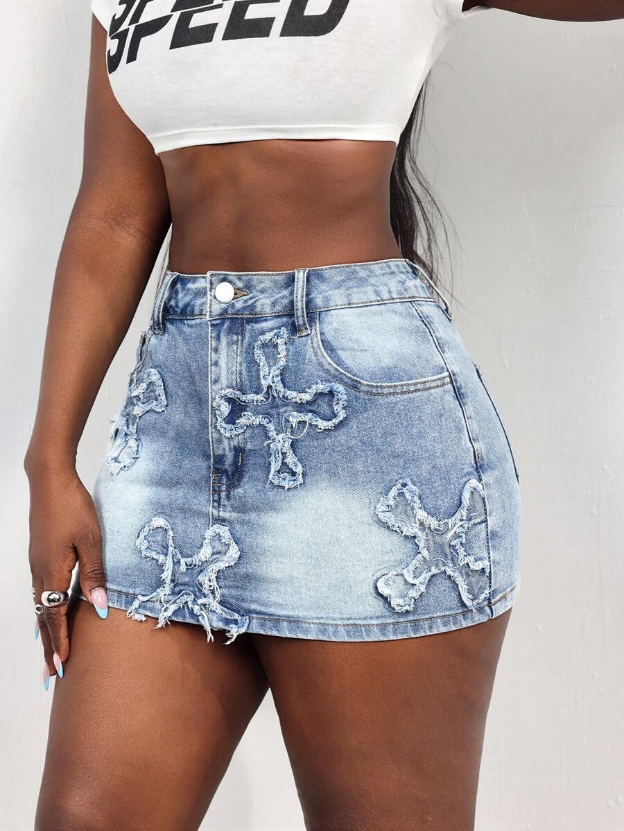 niebieska spódnica jeans