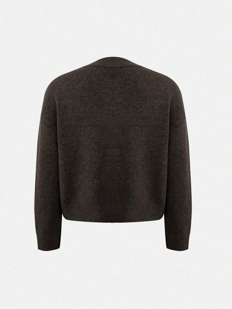 BRĄZOWY ROZPINANY SWETER 