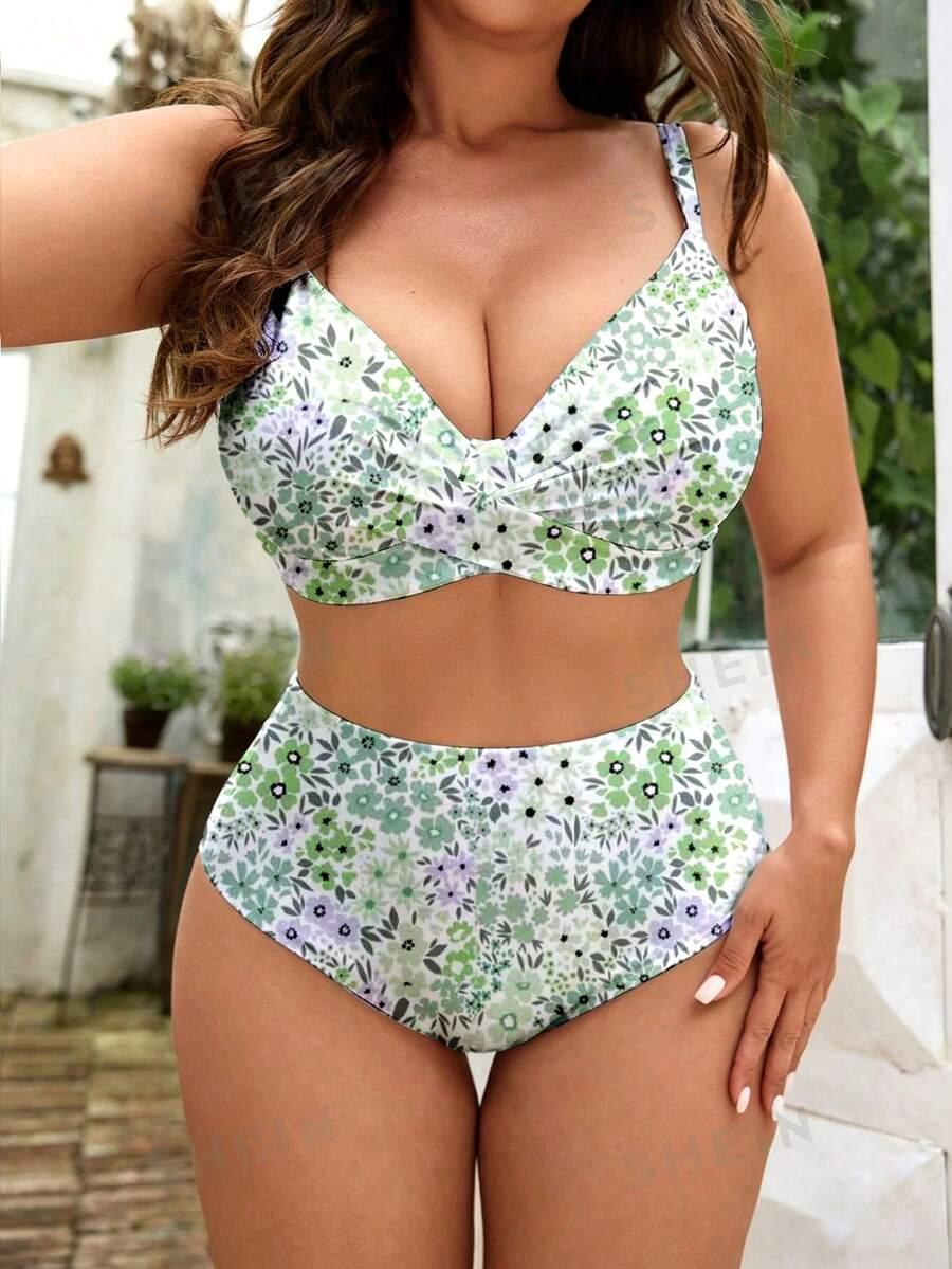 dwuczęściowy kostium kąpielowy bikini floral print