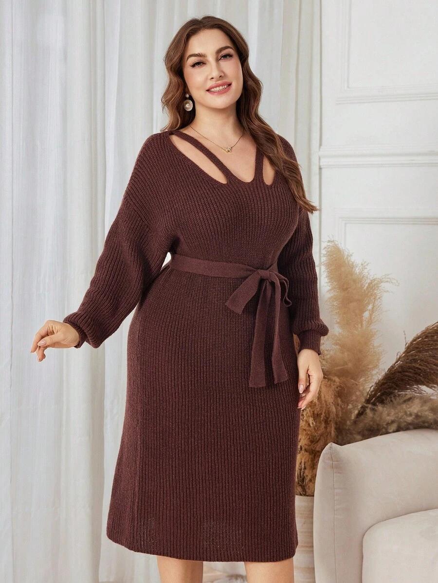 DZIANINOWA PLUS SIZE MIDI SUKIENKA