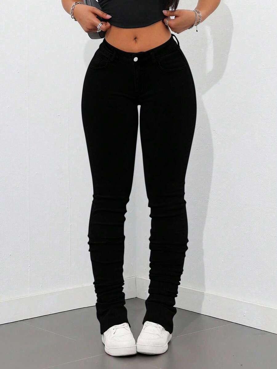 CZARNE SPODNIE JEANS