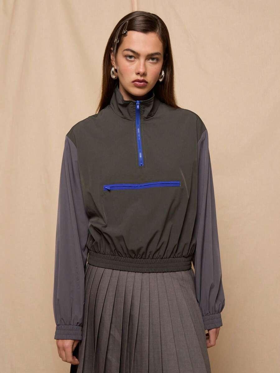 SZARA BLUZA ZAMEK