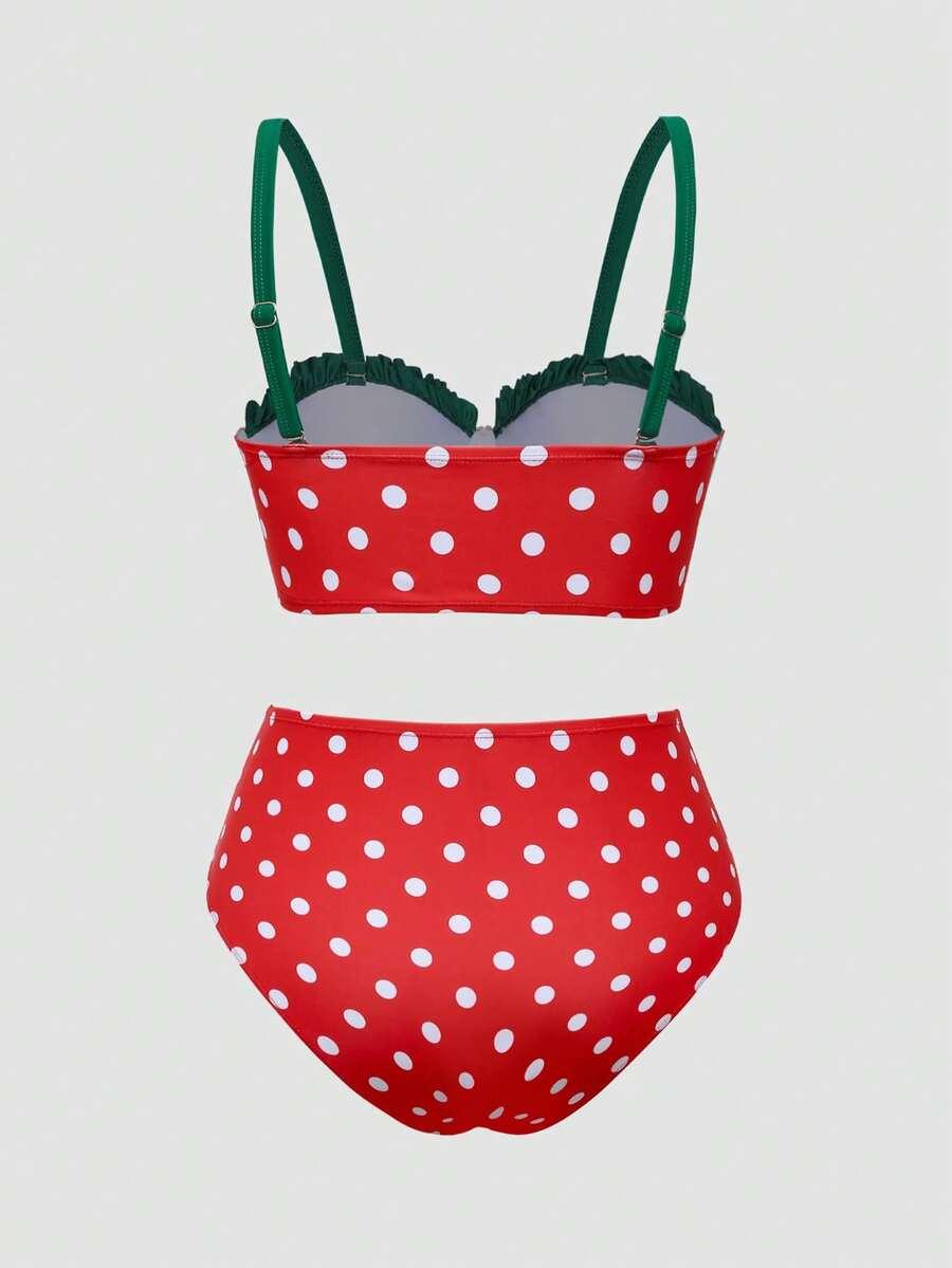 dół od bikini wzór groszki