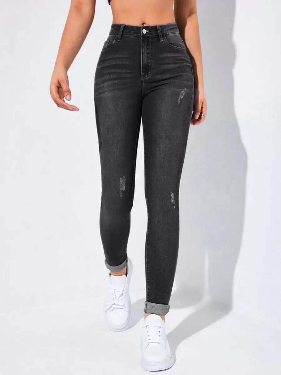 CZARNE SPODNIE JEANS 
