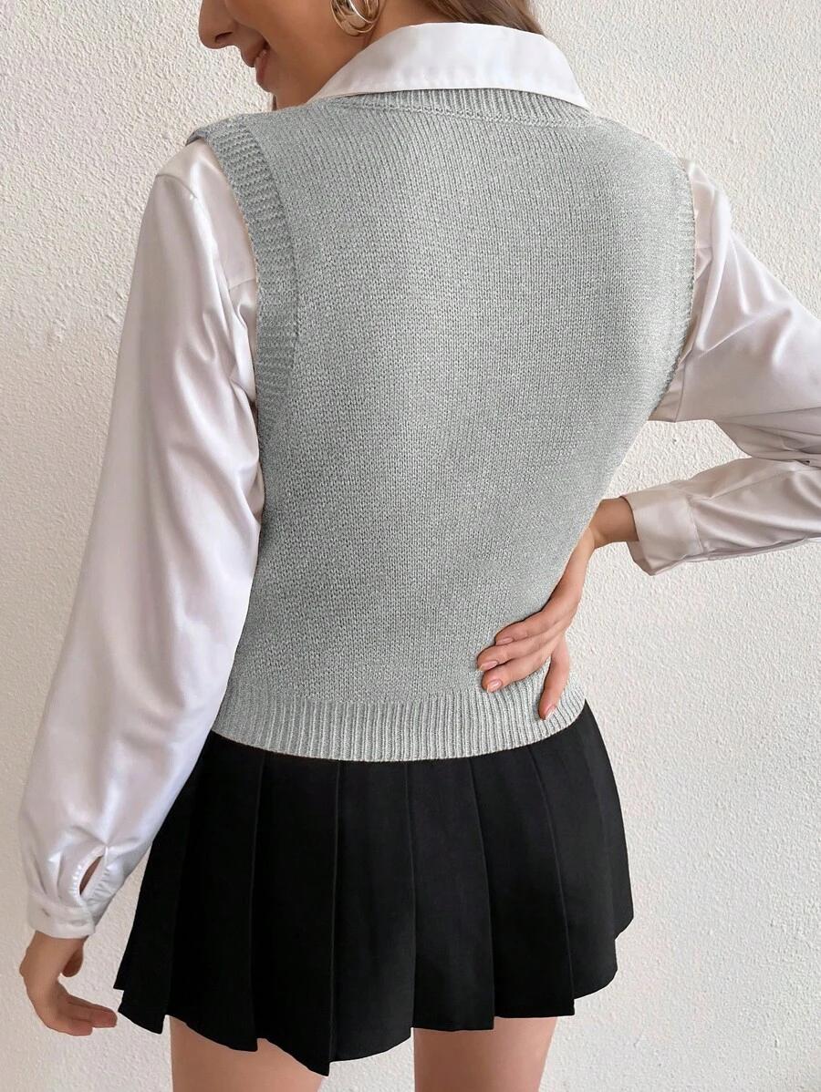 SZARA KAMIZELKA V NECK