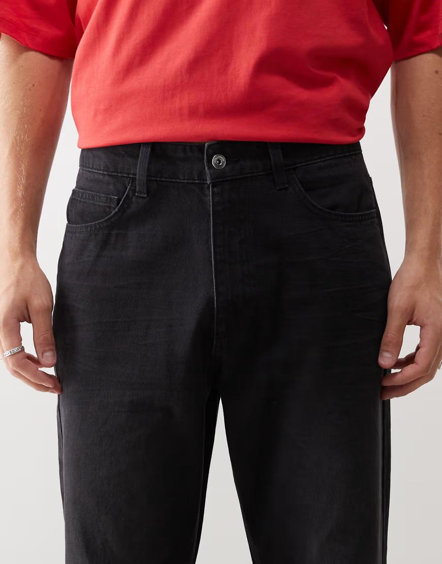 CZARNE SPODNIE JEANS PROSTA NOGAWKA