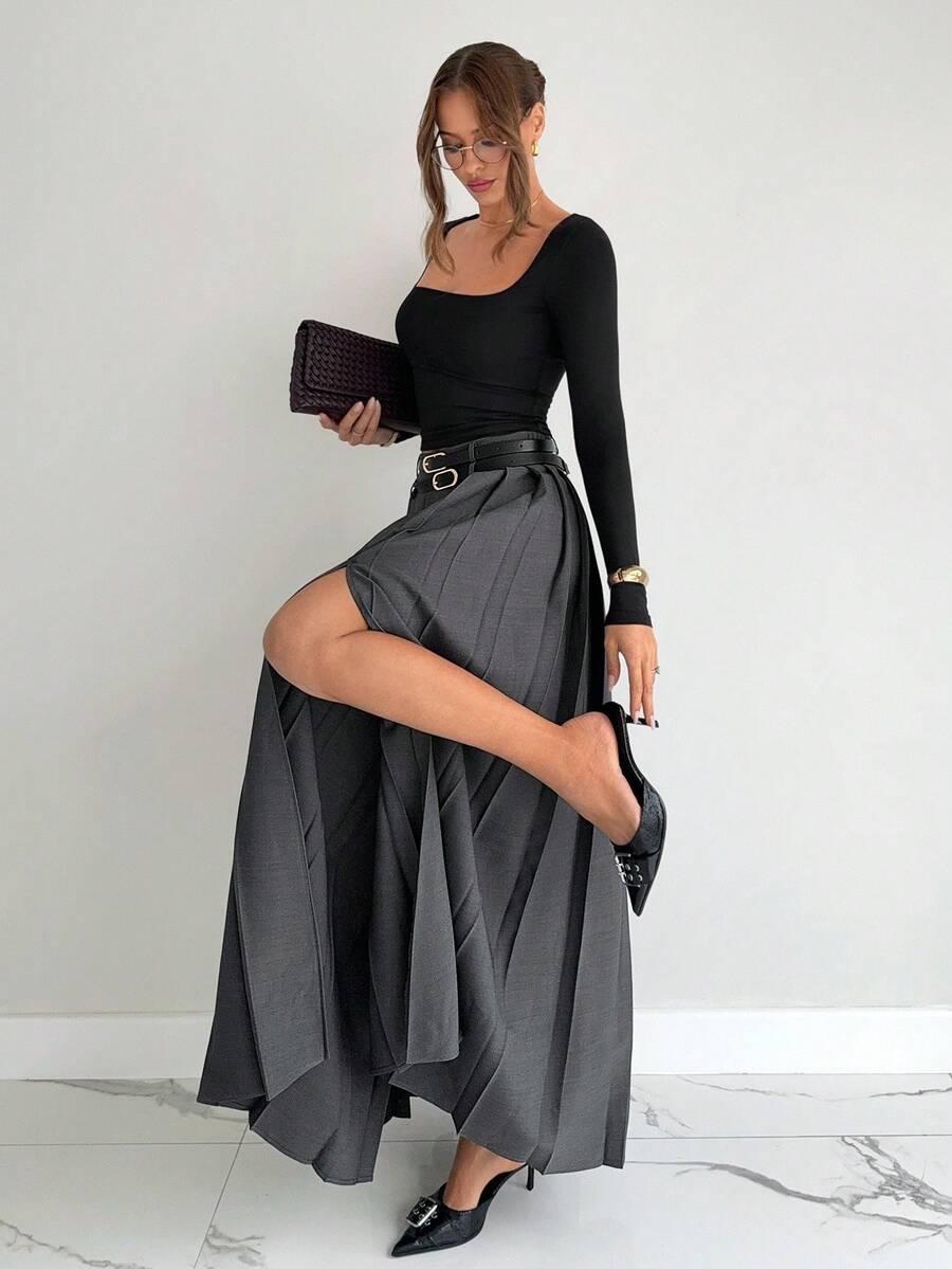 SZARA MAXI SPÓDNICA