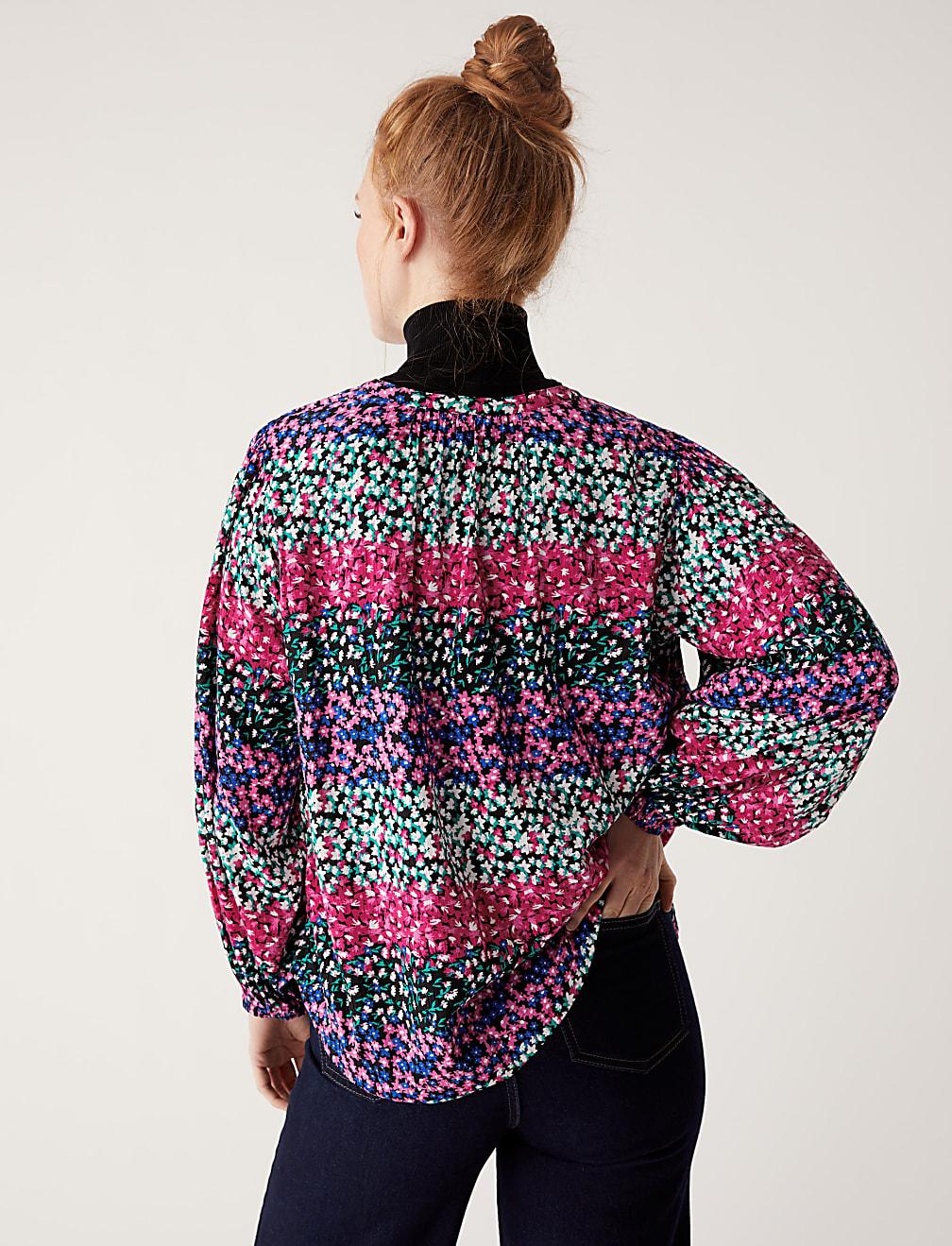bluzka w kwiaty T41-1485W-ZZ