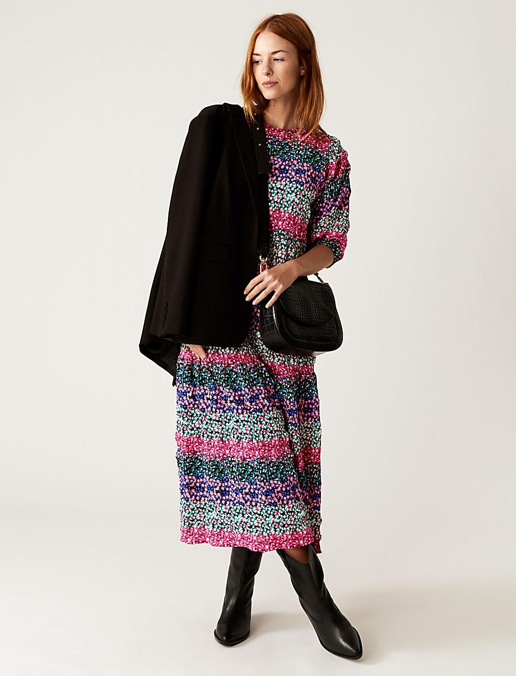 SUKIENKA PRINT KWIATY T42-7299-ZZ