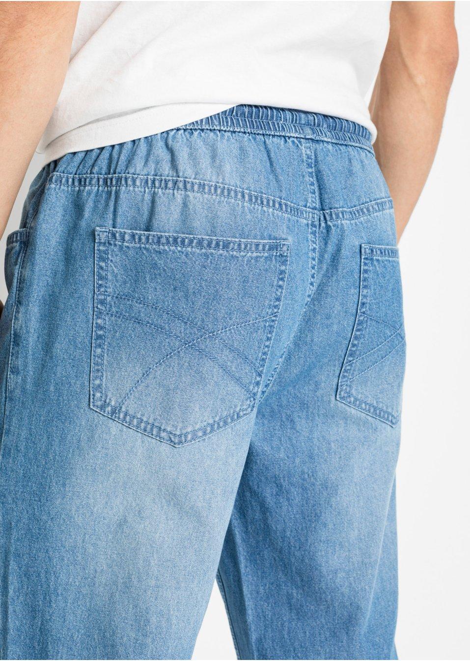 niebieskie spodnie jeans wiązanie