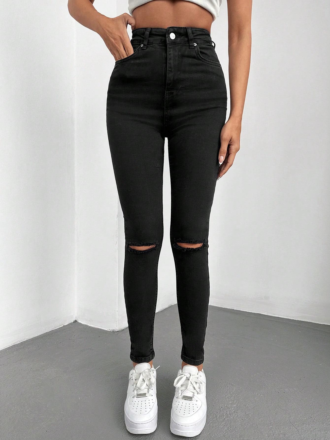 CZARNE SPODNIE JEANS RURKI 