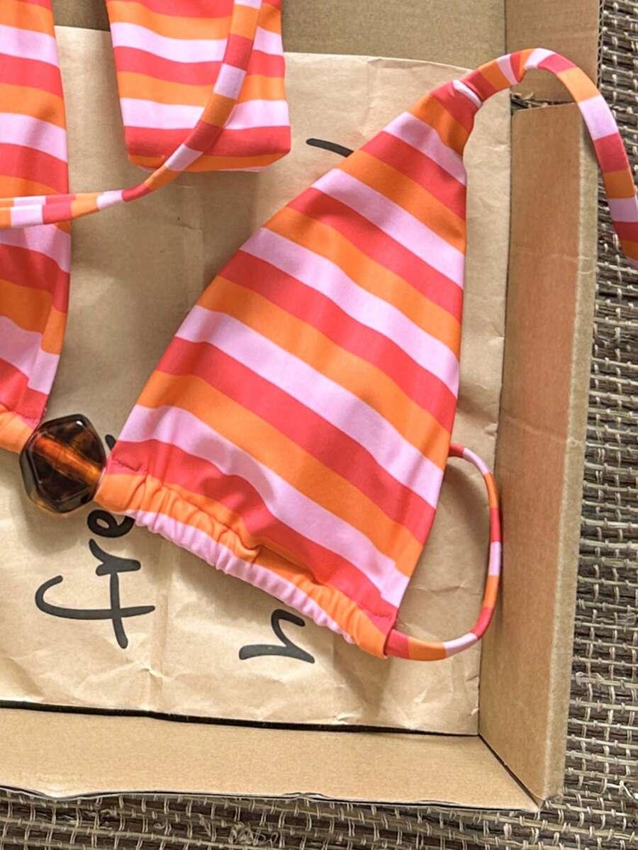komplet bikini wzór paski
