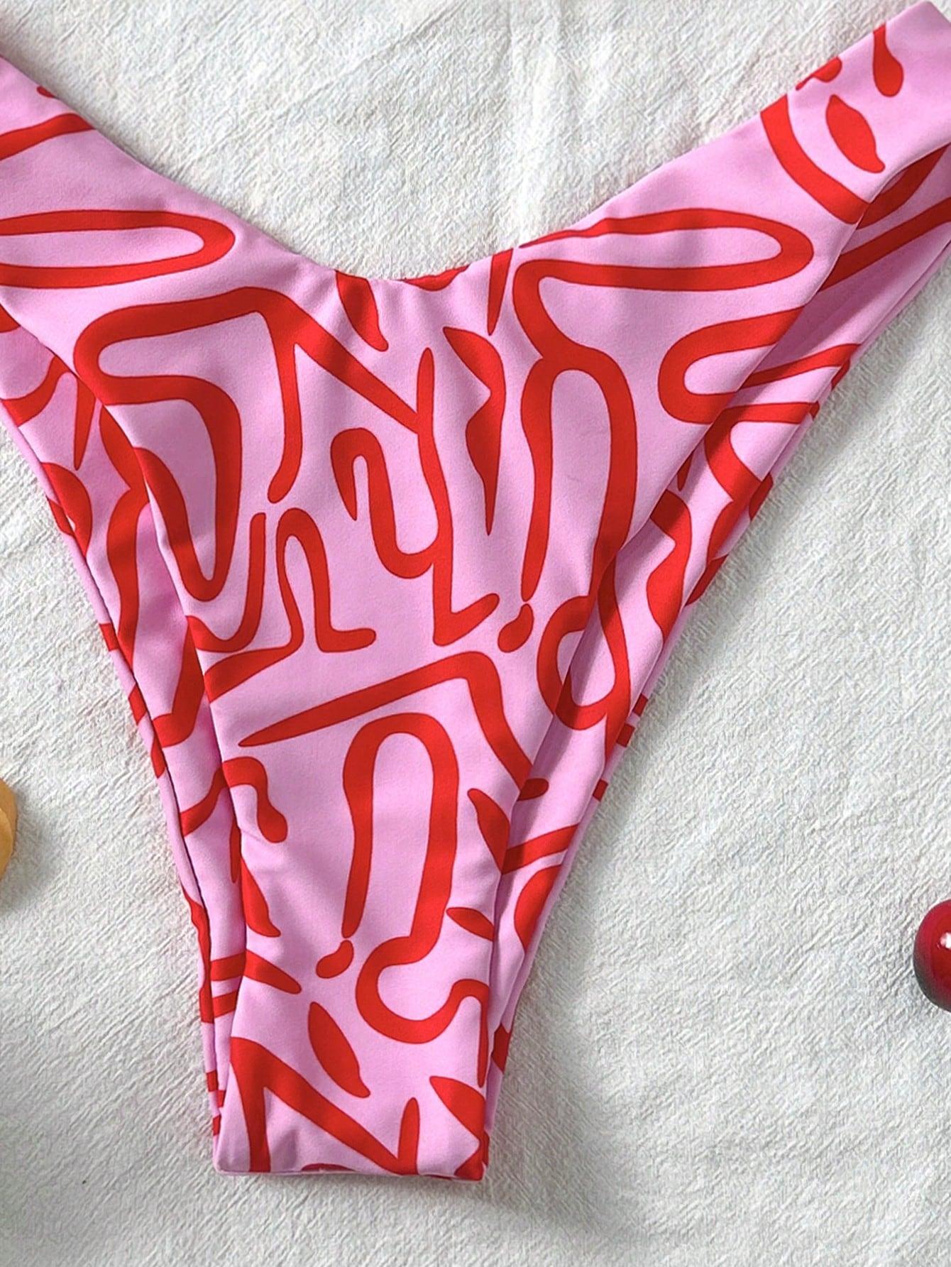 RÓŻOWY KOMPLET BIKNI WZÓR