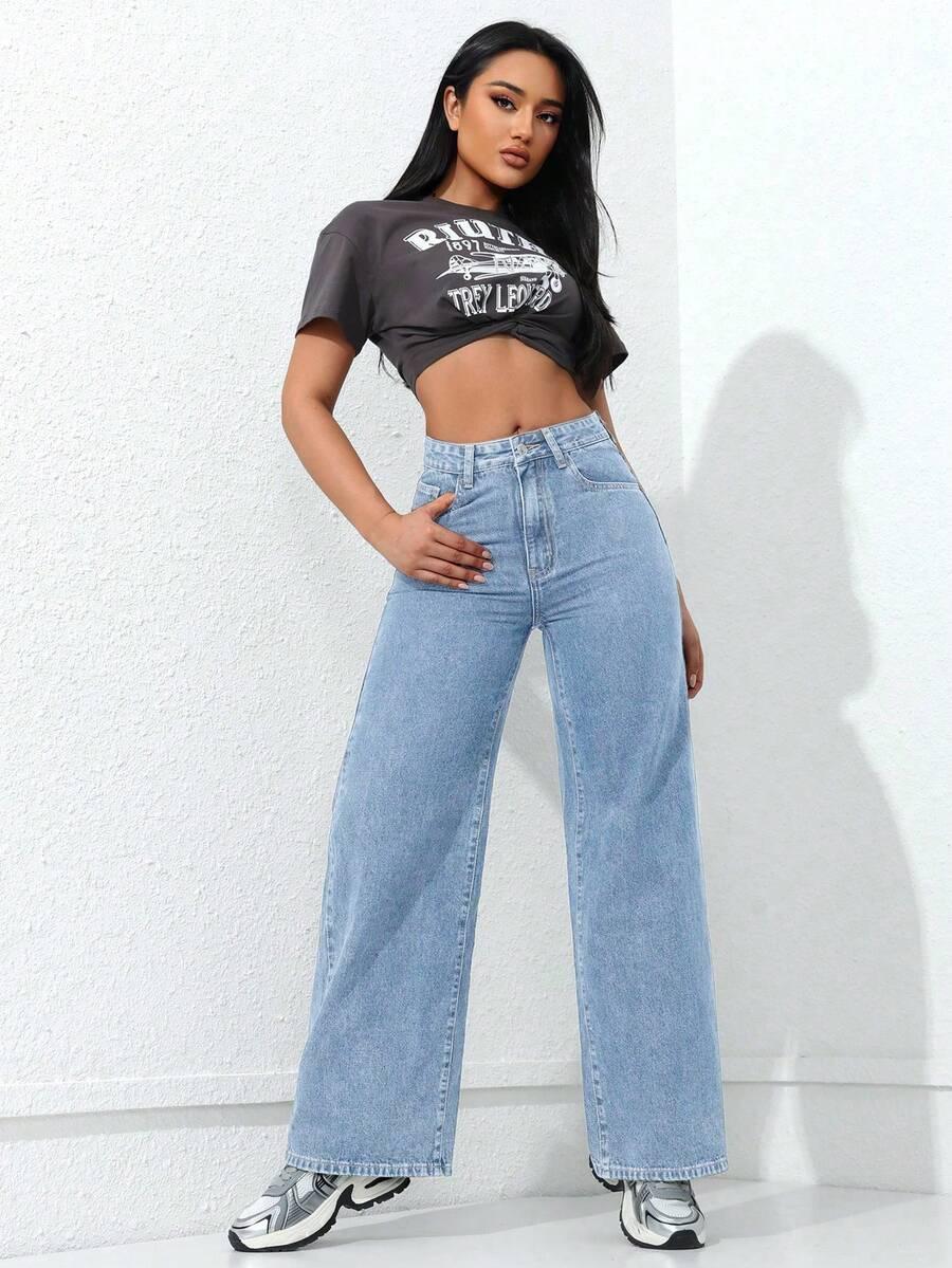 NIEBIESKIE SPODNIE JEANS WYSOKI STAN