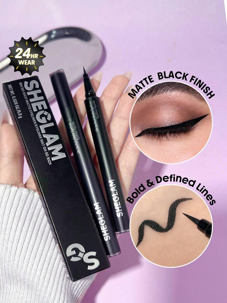 CZARNY MATOWY EYELINER W PISAKU